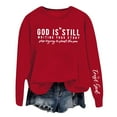 thumbnail image 1 of Ediodpoh Women's Sweatshirts Letter Print Pullover Round Neck Top for Fall and Winter Casual Comfortable Sweatshirt Red M, 1 of 3