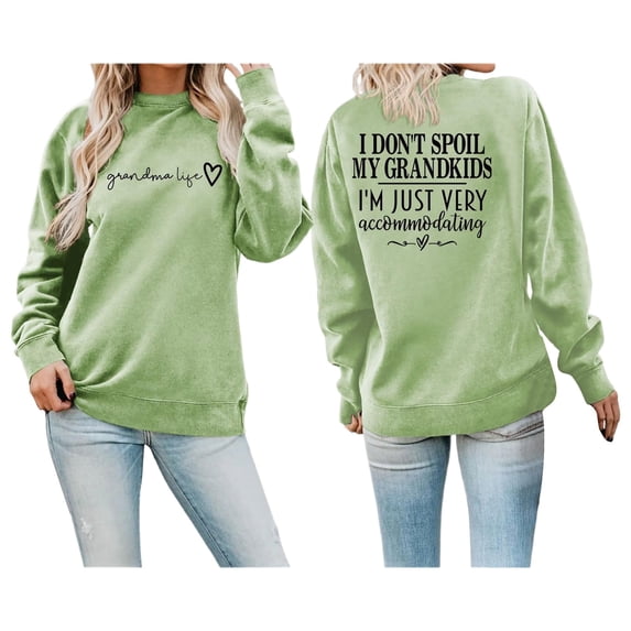 Fgnfyis Women's Sweatshirts Winter Fashion Festive Christmas Print Round Neck Top Pullover Loose Fit Casual Letter Print Green L
