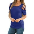 thumbnail image 1 of Ediodpoh Women's T Shirt Imitation Cotton Pull Frame Women's off Shoulder Solid Color Top T Shirts for Women BU1 L, 1 of 9