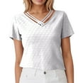 thumbnail image 1 of Ediodpoh Women's V Neck Fitted Short Sleeve T Shirt Stylish and Versatile Womens Tops White XXL, 1 of 4