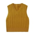 thumbnail image 1 of Ediodpoh Women's V Neck Knitted Pullover Vest Sweater Sleeveless Top Sweater Vest Women Yellow XL, 1 of 2
