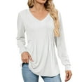 thumbnail image 1 of Ediodpoh Women's V Neck Long Sleeve T Shirts Soft Comfortable Basic Casual Top for Daily Wear Versatile Stretchable Blouse T Shirts for Women White M, 1 of 5