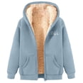 thumbnail image 1 of Ediodpoh Women's Winter C Velvet Thickened Warm Solid Color Cardigan Sherbet Hooded Sweatshirt Zip Jacket Womens Hoodies Light Blue M, 1 of 3