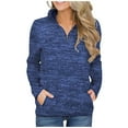 thumbnail image 1 of Ediodpoh Women's Winter Fashion Solid Color Long Sleeve Stand Collar Zip Front Casual Pullover Blouse women's sweatshirt Blue S, 1 of 8