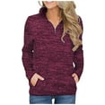thumbnail image 1 of Ediodpoh Women's Winter Fashion Solid Color Long Sleeve Stand Collar Zip Front Casual Pullover Blouse women's sweatshirt Red XXL, 1 of 8
