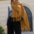 thumbnail image 1 of Ediodpoh Women's Winter Solid Color Tassel Shawl Imitation Wool Warm Scarf Elegant and Fashion Accessory Gold, 1 of 4