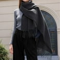 thumbnail image 1 of Ediodpoh Women's Winter Solid Color Tassel Shawl Imitation Wool Warm Scarf Elegant and Fashion Accessory Grey, 1 of 4