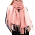 thumbnail image 1 of Ediodpoh Women's Winter Solid Color Tassel Shawl Imitation Wool Warm Scarf Elegant and Fashion Accessory Light Pink, 1 of 4