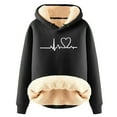 thumbnail image 1 of Fgnfyis Women's Winter Velvet Padded Warm Cardigan Sherbet Hoodies for Women Jacket Solid Color Black L, 1 of 3