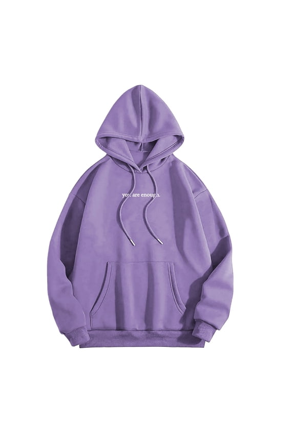Women's Word Graphic Lined Hoodies for Women with Pocket Drawstring Preppy Long Sleeve Pullover Purple XXXXL