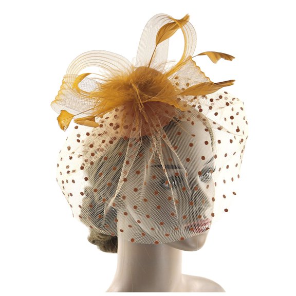 Ediodpoh Women with Polka and Feathers Mesh Headpiece for Retro Style Events YE1