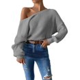 thumbnail image 1 of Ediodpoh Womens Backless Sweater Long Sleeved Knit Sweater Womens Sweaters Grey S, 1 of 9