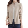 thumbnail image 1 of Ediodpoh Womens Cardigan Sweaters Knit Sweater Coat Short Zip up Semi High Neck Loose Fit Pure Color Soft Yarn Outerwear Khaki, 1 of 4