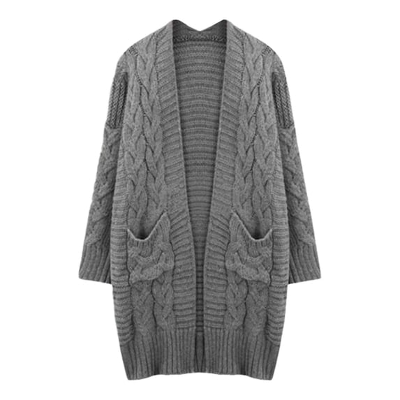 Ediodpoh Womens Cardigans Knit Cardigan Long Open Front Sweater Soft Loose Fit Solid Color Outwear Cozy Fall Winter Grey XXXL