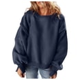 thumbnail image 1 of Fgnfyis Womens Casual Crew Neck Splicing Design Loose Hoodless Pullover Top Womens Sweatshirts Navy XXL, 1 of 9
