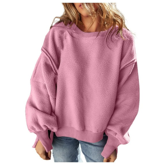 Ediodpoh Womens Casual Crew Neck Splicing Design Loose Hoodless Pullover Top Womens Sweatshirts RD2 XL