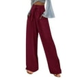thumbnail image 1 of Ediodpoh Womens Casual Solid Color Loose Pockets Elastic Belt Waist Pants Long Trousers Pants for Women S, 1 of 6