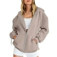 thumbnail image 1 of Ediodpoh Womens Casual Solid Long Sleeve Zipper Hooded Coat Pocket Sweatshirt Tops Solid Women's Hoodies Sweatshirts Light Gray_003 L, 1 of 4