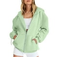 thumbnail image 1 of Ediodpoh Womens Casual Solid Long Sleeve Zipper Hooded Coat Pocket Sweatshirt Tops Solid Women's Hoodies Sweatshirts Light Green_003 M, 1 of 4
