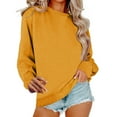 thumbnail image 1 of Ediodpoh Womens Casual Solid Round Neck Long Sleeve Sweatshirt Loose Top Womens Sweatshirts Yellow XXL, 1 of 5