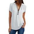 thumbnail image 1 of Ediodpoh Womens Casual Tops Shirt Ladies V Neck Zipper Loose T-shirt Blouse Tee Top T Shirts for Women White XXXL, 1 of 5
