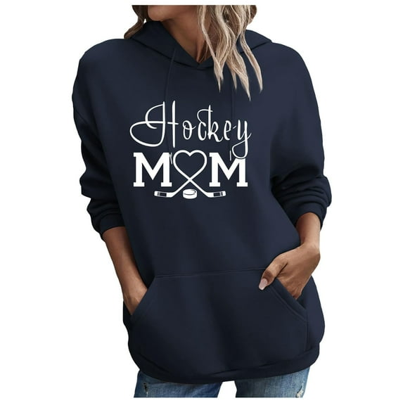 Fgnfyis Womens Fashion Casual Print Hooded Long Solid Color Hoodie Top Pullover Sweatshirt Tunic Style Dress Womens Hoodies Navy XL