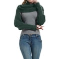 thumbnail image 1 of Ediodpoh Womens Fashion Fringe Bat Sleeve Sweater Pullover Striped Cape Sweater Shawl Top for Autumn Winter Green, 1 of 5