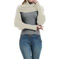thumbnail image 1 of Ediodpoh Womens Fashion Fringe Bat Sleeve Sweater Pullover Striped Cape Sweater Shawl Top for Autumn Winter White, 1 of 5