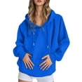 thumbnail image 1 of Ediodpoh Womens Hoodies Casual Solid Color Raglan Sleeve Pullover Comfortable Lightweight Warm Hooded Jacket for Everyday Wear Blue XL, 1 of 7