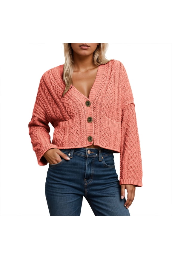 Ediodpoh Womens Knit Cardigan Sweater Coat Short Open Front Casual Loose Fit Cozy Winter Outwear Soft Yarn Pullover Top Cardigan Sweaters for Women Watermelon Red XL