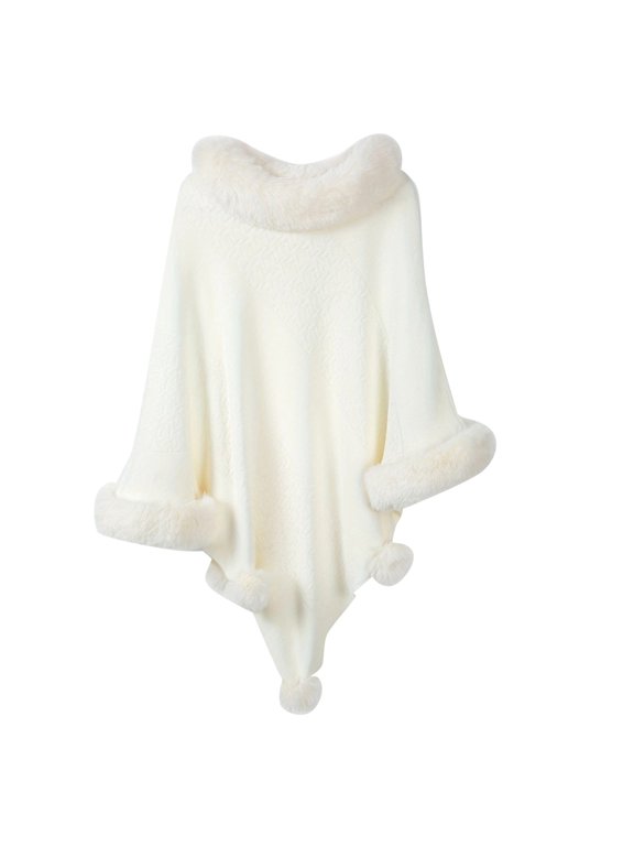 Riforla Womens Large Collar Pullover Shawl Cape Thickened Warm Lazy Outer Cape Coat Top for Winter White