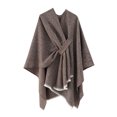 thumbnail image 1 of Riforla Womens Large Front Poncho Sweater Wrap Topper Knitted Elegant Shawls Cape for Fall Winter Coffee, 1 of 2