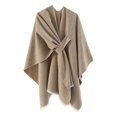 thumbnail image 1 of Riforla Womens Large Front Poncho Sweater Wrap Topper Knitted Elegant Shawls Cape for Fall Winter Khaki, 1 of 2
