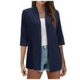 thumbnail image 1 of Ediodpoh Womens Lightweight Open Front Cardigan for Women Summer Fall Outwear Thin Cover Ups Three Quarter Sleeve Dark Blue S, 1 of 6