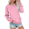 thumbnail image 1 of Ediodpoh Womens Long Sleeve Pocket Hoodie Pullover Crewneck Sweatshirt Drop Shoulder Casual Top Lightweight Hoodie Womens Hoodies Pink XXL, 1 of 4