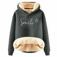 thumbnail image 1 of Ediodpoh Womens Oversized Hoodie Thickened Letter Pattern Print Sweatshirt Warm Pullover Long Sleeve Casual Top Womens Hoodies Dark Gray XXXL, 1 of 4
