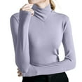 thumbnail image 1 of Ediodpoh Womens Pullover Sweater Winter Warm Ribbed Fabric High Neck Long Sleeve Slim Fit Base Layer Stylish Tops Casual Blouse Knit Tops for Women Purple XXL, 1 of 8