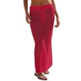 thumbnail image 1 of Fgnfyis Womens Skirts Women's Solid Color Crochet Knit Skirt Bikini Cover up Elastic Waist Sheer Beach Long Cover Ups Red M, 1 of 5