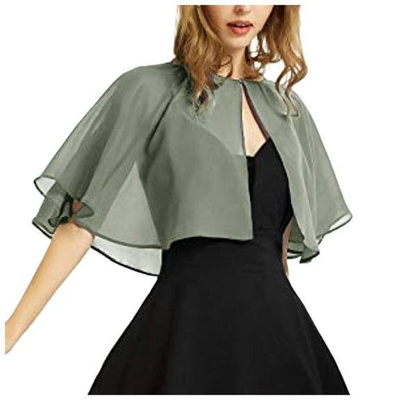 Ediodpoh Womens Soft Chiffon Shawl Wraps for Evening Dress Wedding Cape Flapper Cover Up Grey