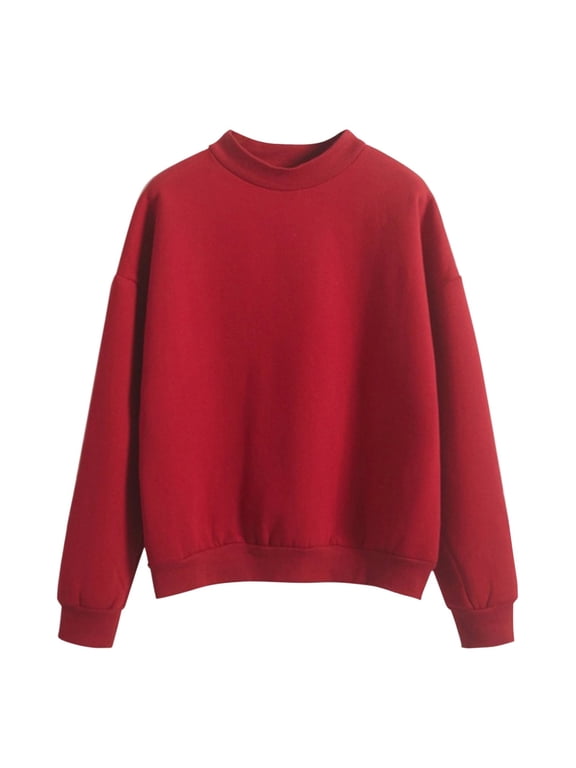 Sweatshirt for Women Solid Color O Neck Custom Logo Knitted Pullovers Thick Autumn Winter Loose Plus Size Hoodies Womens Clothing Crewneck Sweatshirts Women