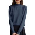 thumbnail image 1 of Ediodpoh Womens Sweaters Button Front Knit Pullover Soft Comfortable Loose Fit Turtleneck Top Fall Winter Casual Dark Gray XL, 1 of 4