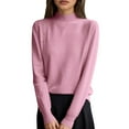 thumbnail image 1 of Ediodpoh Womens Sweaters Button Front Knit Pullover Soft Comfortable Loose Fit Turtleneck Top Fall Winter Casual Pink XL, 1 of 4