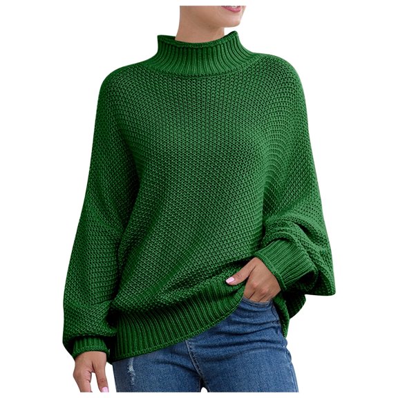Fgnfyis Womens Sweaters Knit Batwing Sleeve Roll Neck Europe America Style Cozy Winter GN2 XL