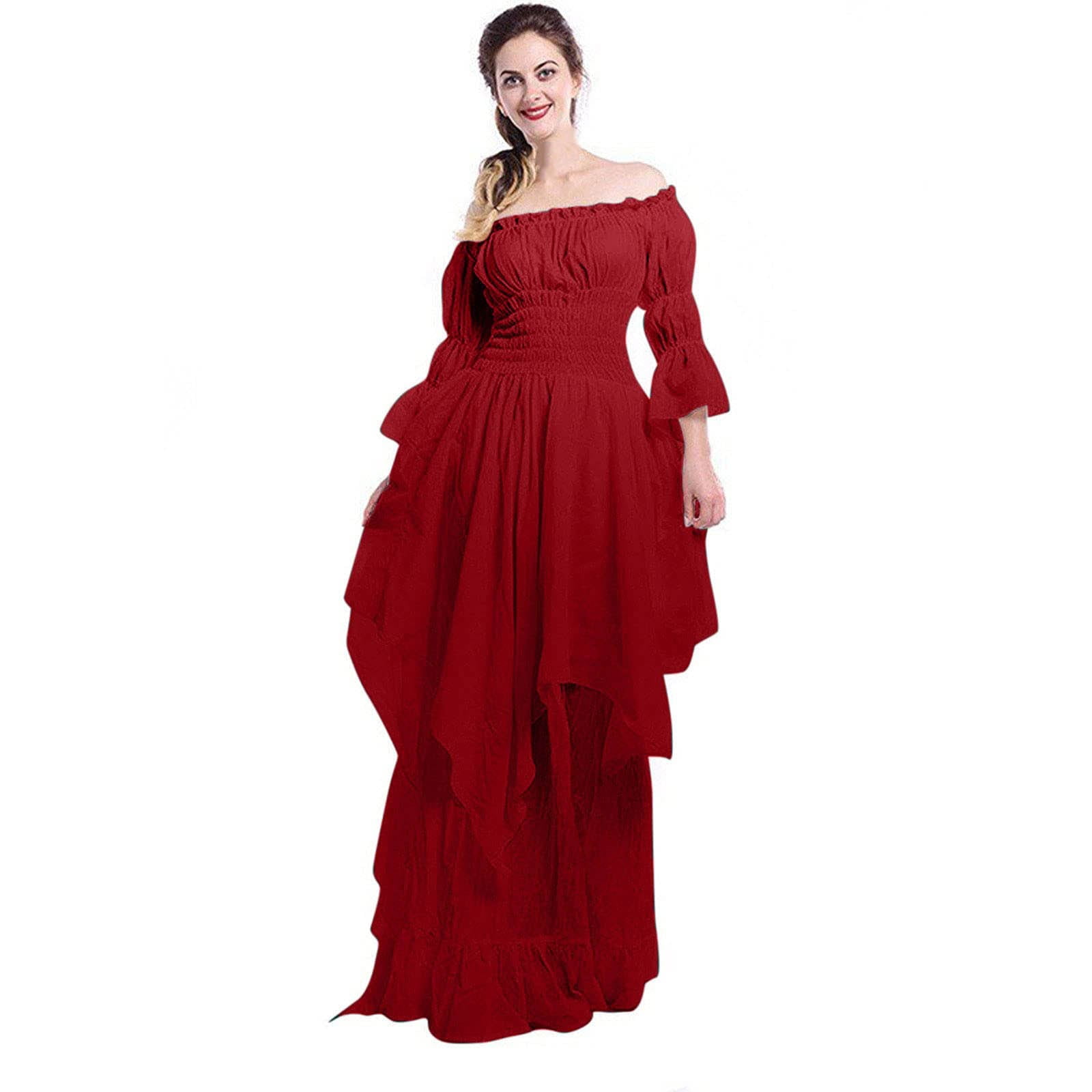 Ediodpoh Womens Trumpet Sleeve Irish Shirt Dress with Corset ...
