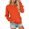thumbnail image 1 of Ediodpoh Womens V-Neck Pullover Sweatshirts for Women Soft Long Sleeve Casual Tops for Daily Wear and Sports Comfortable Loose Fit Winter Clothing with Pockets No Hood Orange S, 1 of 5