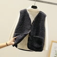 thumbnail image 1 of Ediodpoh Womens Vest Casual Sleeveless Cardigans V Neck Plush Warm Casual Cute Warm Vest Top Women's Outerwear Vests Black M, 1 of 5