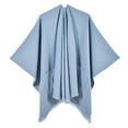 thumbnail image 1 of Ediodpoh Womens Warm Shawl Wrap Cape Winter Cardigan Sweater Open Front Poncho for Cold Weather Light Blue, 1 of 3