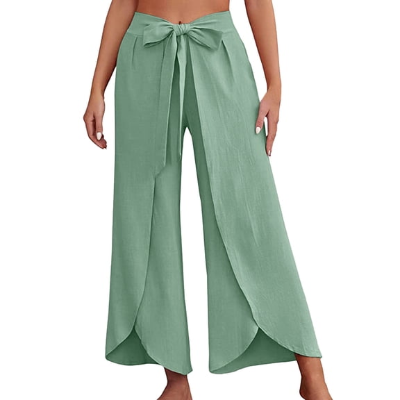 Ediodpoh Womens Wide Leg Flowy Summer Business Work Casual Beach Palazzo Pants for Women Green M