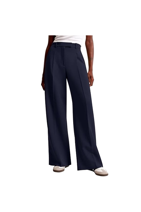 Ediodpoh Womens Work Pants Wide Leg High Waisted Dress Business Casual Pants with Pockets Trousers Navy S