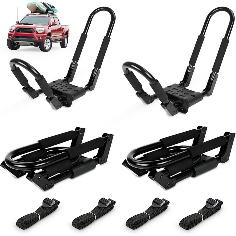 Ediors Kayak/Surf/Ski Roof Carrier Rack of J-Style Folding Universal Fit  Multifunctionl for Canoe, SUP, Kayaks, Surfboard and Ski Board Rooftop Mount  on SUV, Car and Truck (2 Pairs) 